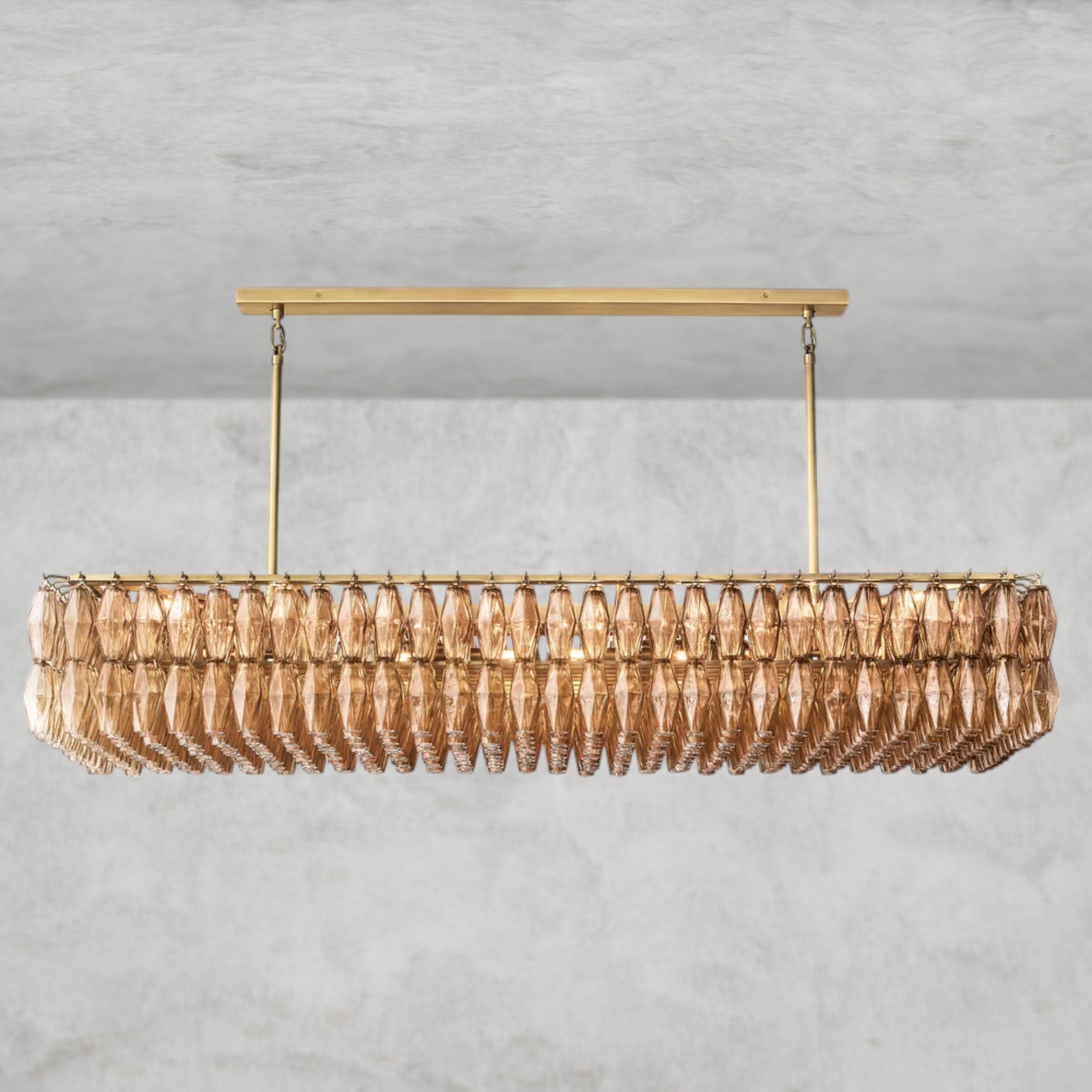 CHIARA CLEAR/ SMOKE GLASS RECTANGULAR CHANDELIER 54", 74"